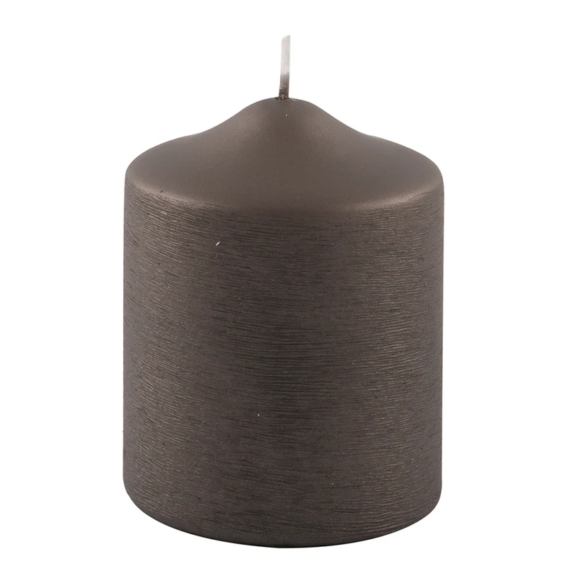 CANDLE gebürstet metallic Stumpenkerze mocca