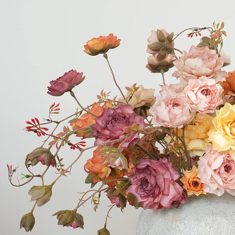 Seidenblumenstrauß aus Real-Touch-Seide, 75 cm, 7 Blüten, Lotosblüte, für Wohnzimmer, Hochzeiten, Einzelhandel