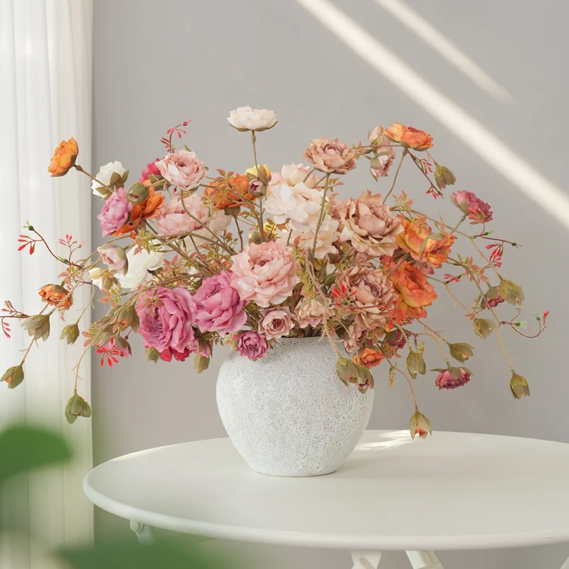 Seidenblumenstrauß aus Real-Touch-Seide, 75 cm, 7 Blüten, Lotosblüte, für Wohnzimmer, Hochzeiten, Einzelhandel