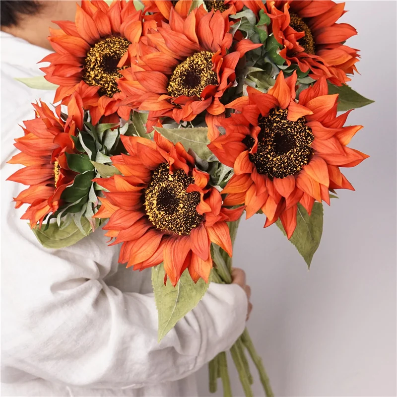 Realistische Sonnenblume, 70 cm hoch, 15 cm Blütendurchmesser, aus hochwertigem Kunststoff, für Zuhause, Hochzeiten und Geschäftsräume