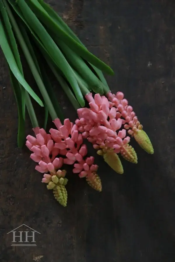 Kunst roze druifjes 27cm - bundel van 5