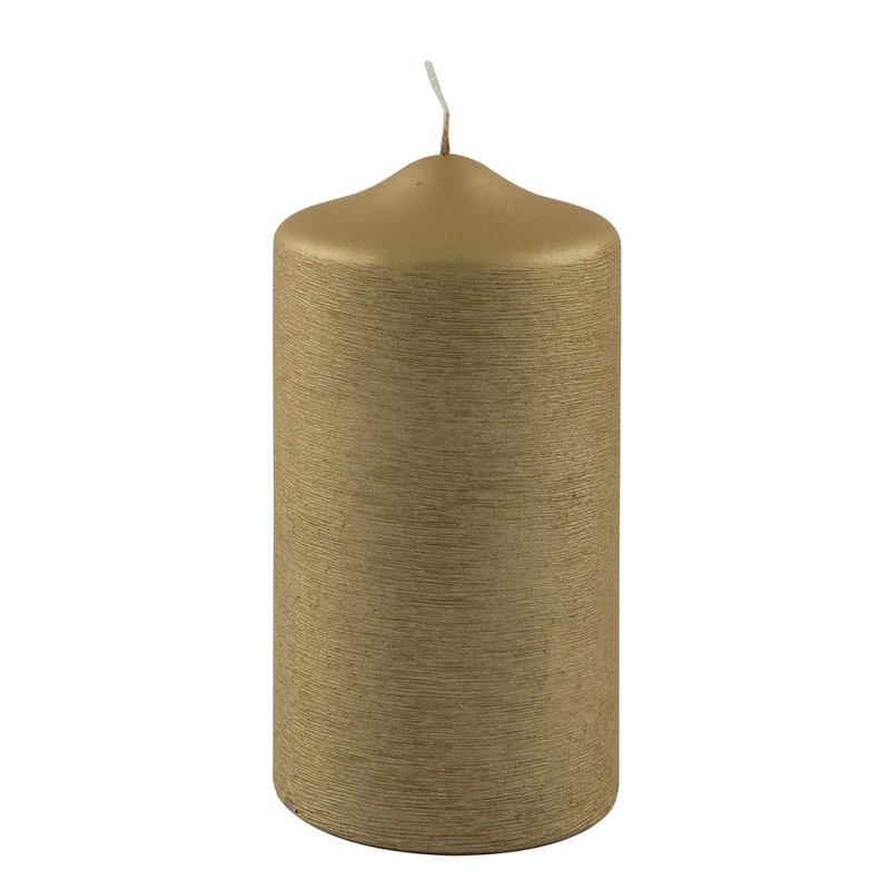 CANDLE gebürstet metallic Stumpenkerze goldfarben