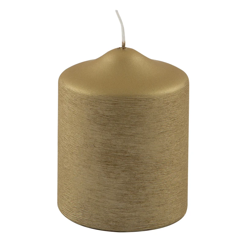 CANDLE gebürstet metallic Stumpenkerze goldfarben