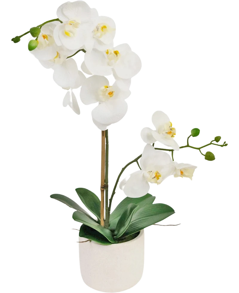 Künstliche Orchidee Real Touch 60 cm weiß