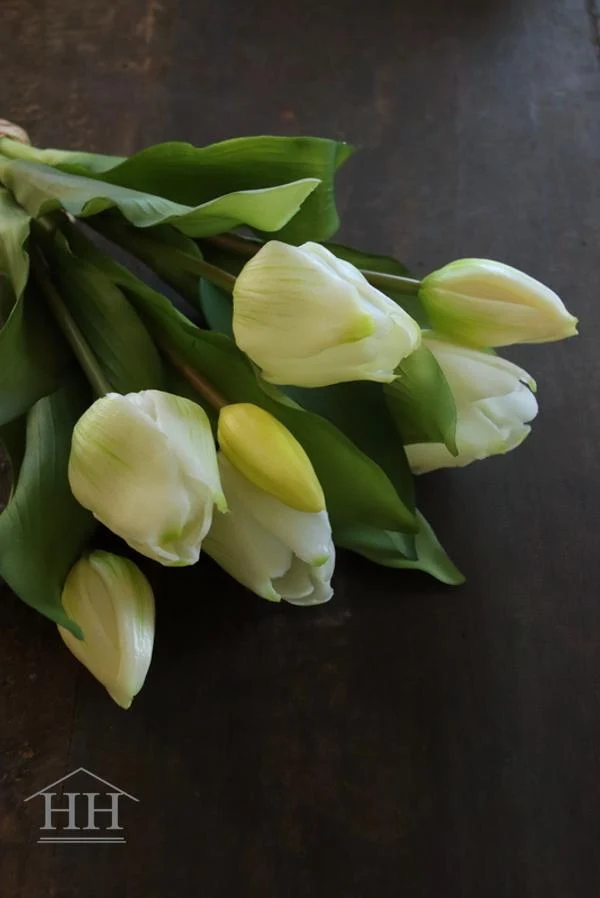 Kunst tulpenboeket wit - 30cm