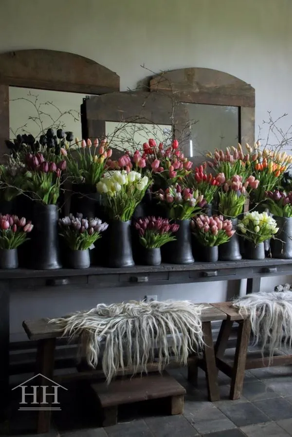 Kunst tulpenboeket wit - 30cm