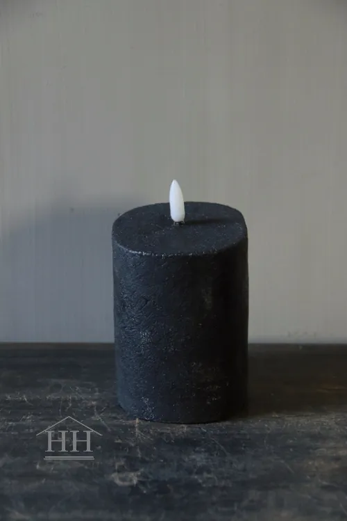 Countryfield - led kaars ovaal zwart - 8x10x10cm