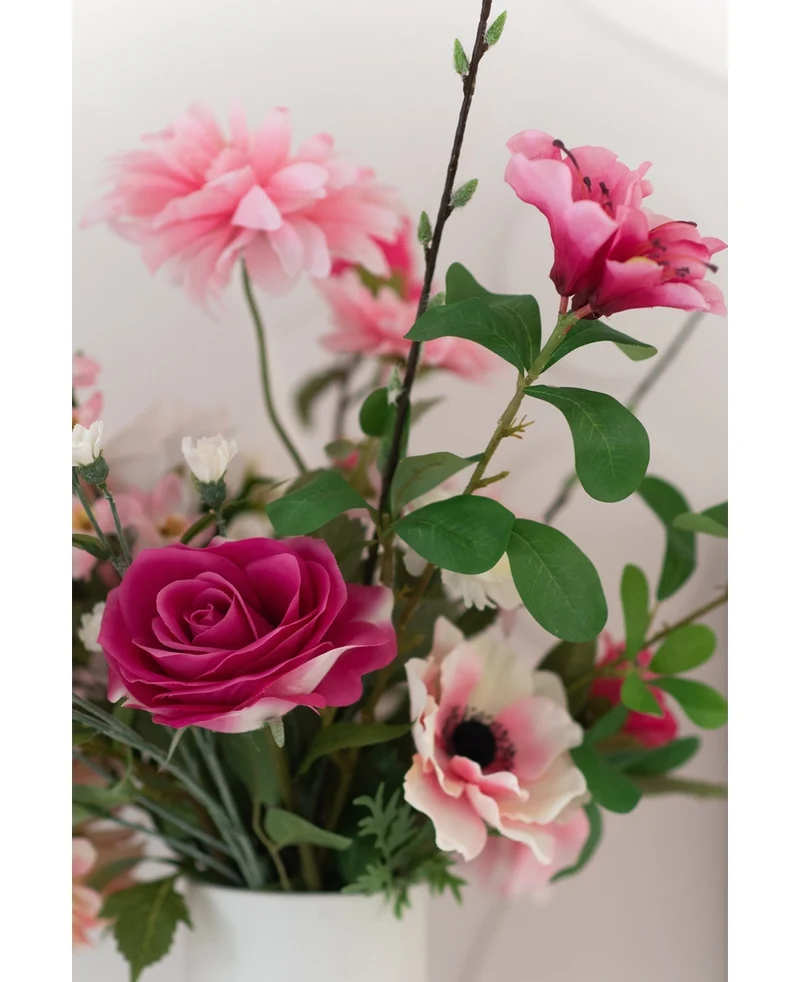 Kunstroos Real Touch 56 cm roze
