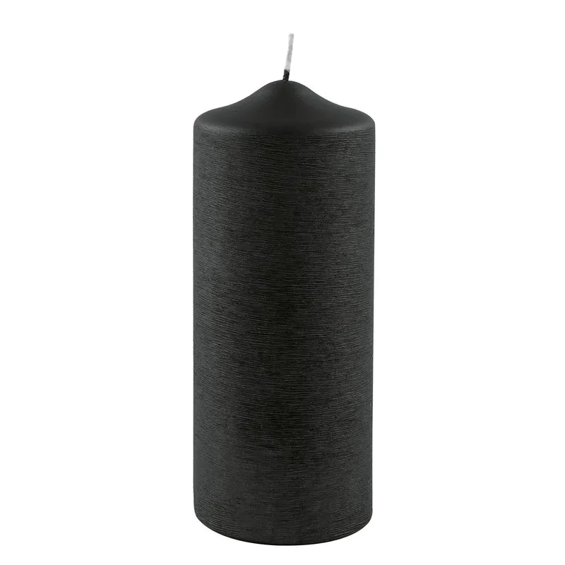 CANDLE gebürstet metallic Stumpenkerze schwarz