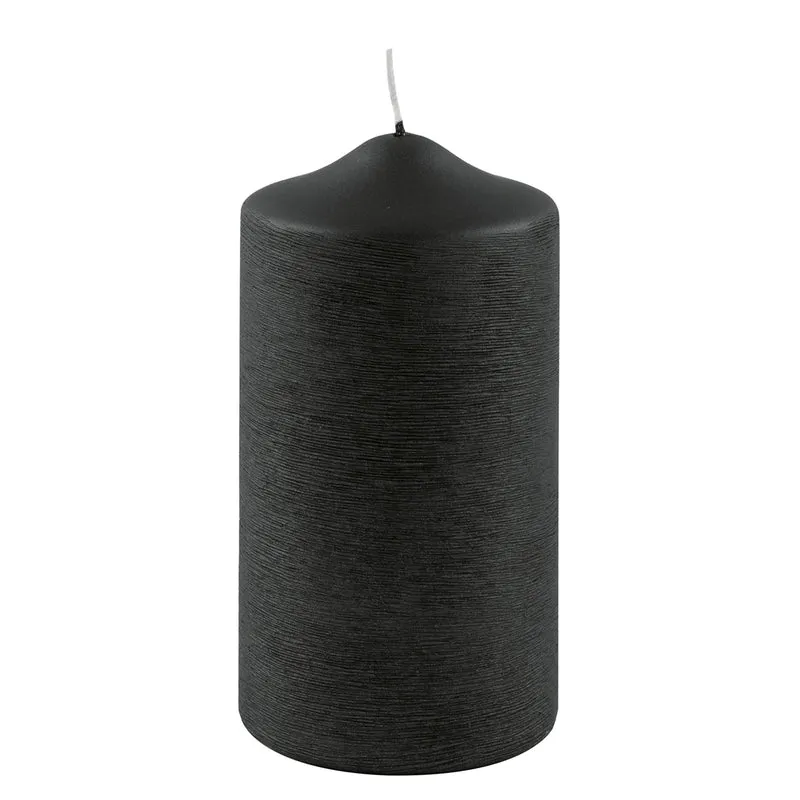 CANDLE gebürstet metallic Stumpenkerze schwarz