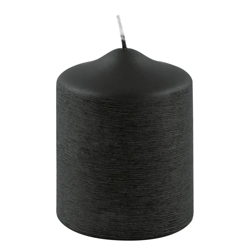 CANDLE gebürstet metallic Stumpenkerze schwarz