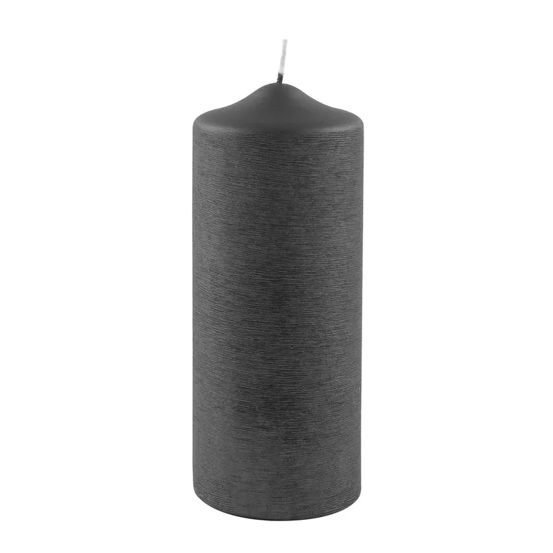 CANDLE gebürstet metallic Stumpenkerze grau