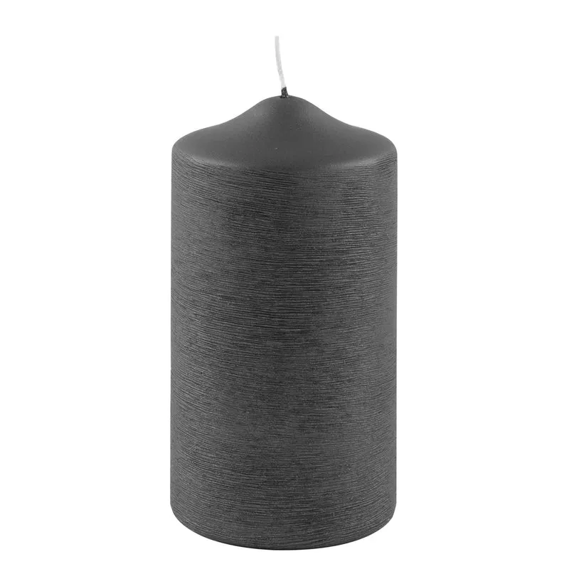CANDLE gebürstet metallic Stumpenkerze grau