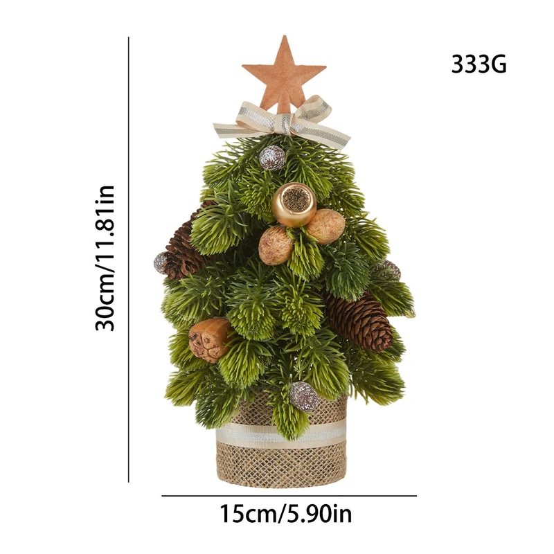 Weihnachtsdekoration mit Stern, Kiefernzapfen und Schleife, 30 cm hoch, 15 cm breit, Tischdekoration für Zuhause, Café, Hotel, Einzelhandel