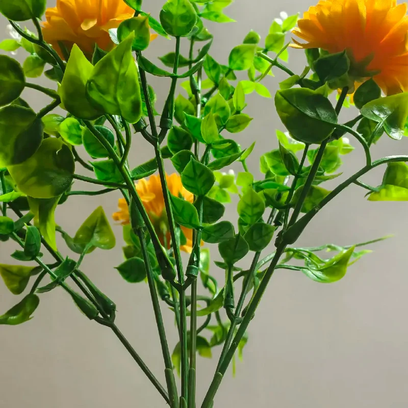 Restposten 35 cm Künstlicher Gelb Chrysanthemen-Strauß UV-beständig & wetterfest für außen
