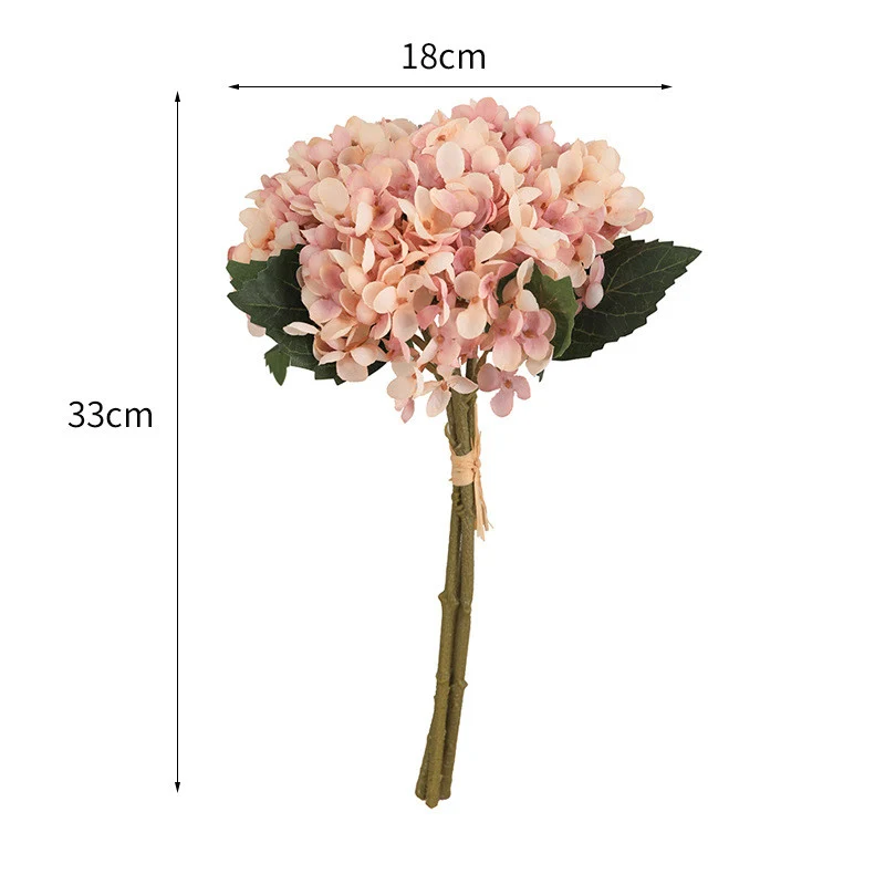 3x künstliche Hortensie Stiele aus Seide, 33 cm, realistisch, für Hochzeit, Dekoration, Shop, Büros, ganzjährig, beugbar