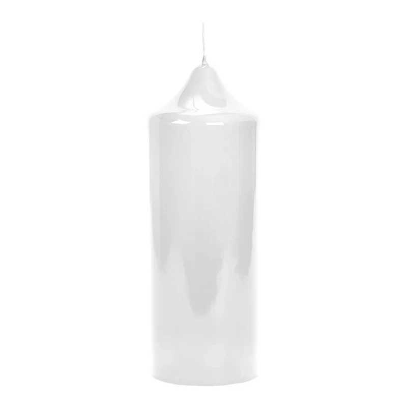 CANDLE gelackte Stumpenkerze weiß