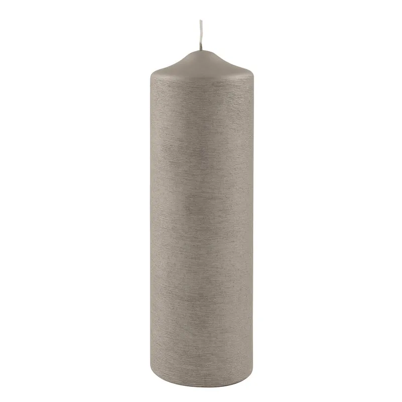 CANDLE gebürstet metallic Stumpenkerze stein