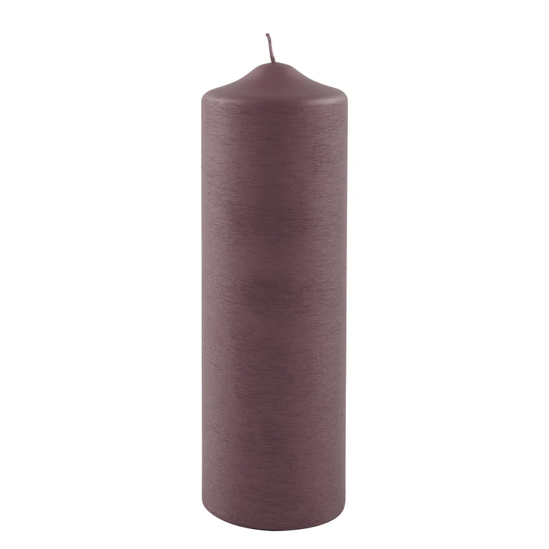 CANDLE gebürstet metallic Stumpenkerze bordeaux