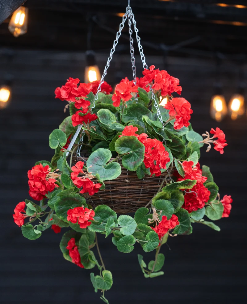 Kunstbegonia Rood in Mand UV 70cm