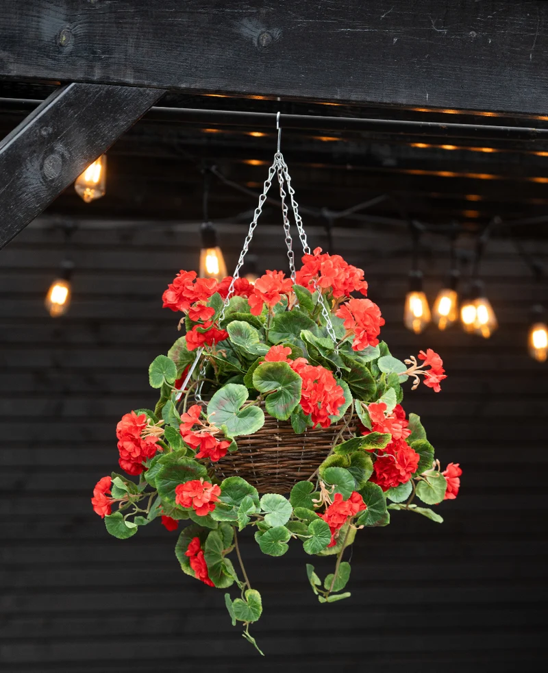 Kunstbegonia Rood in Mand UV 70cm