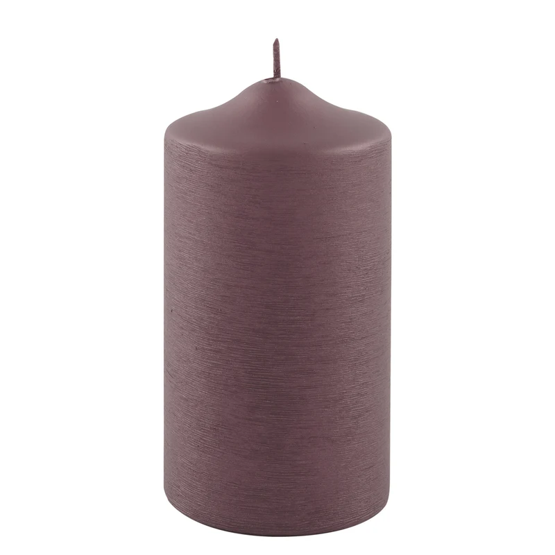 CANDLE gebürstet metallic Stumpenkerze bordeaux