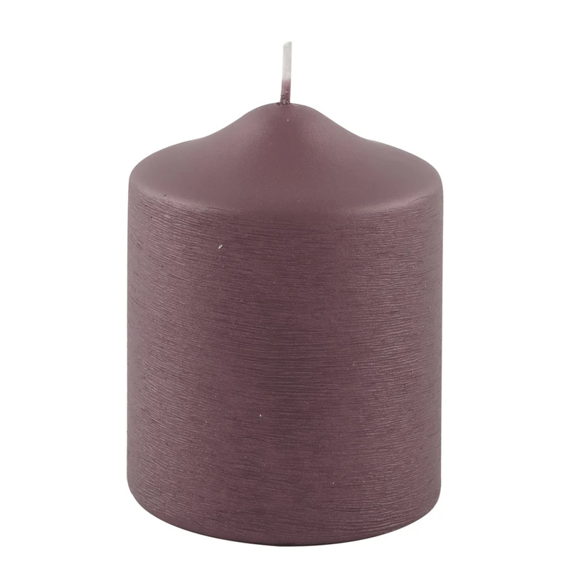 CANDLE gebürstet metallic Stumpenkerze bordeaux