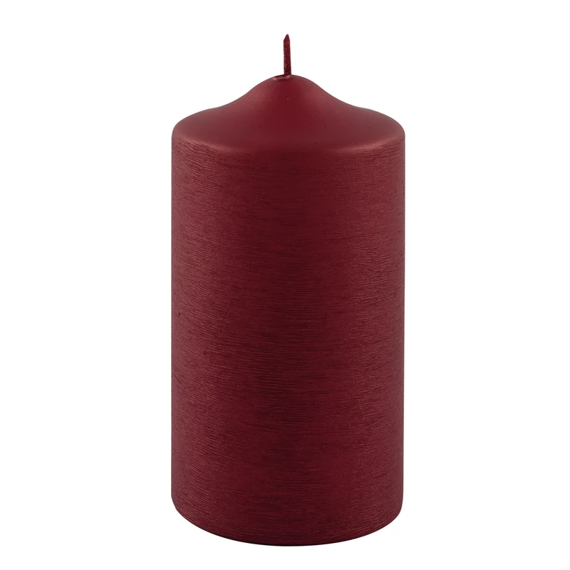 CANDLE gebürstet metallic Stumpenkerze rot
