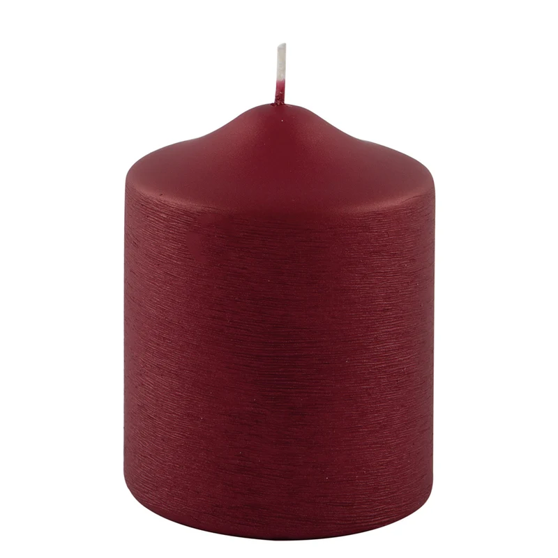 CANDLE gebürstet metallic Stumpenkerze rot