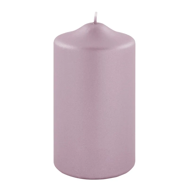 CANDLE metallic Stumpenkerze rose
