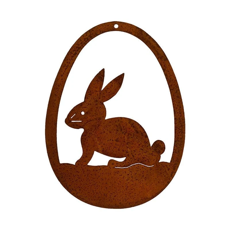 Hase im Osterei zum Aufhängen – Hängedeko in Edelrost