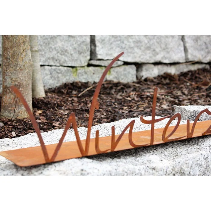 Winterzauber Deko-Schild in Edelrost – Schriftzug für Fenster und Garten