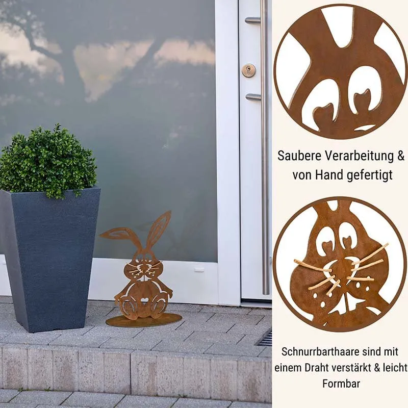 Hase Schnurri – Osterfigur mit Charakter in Edelrost