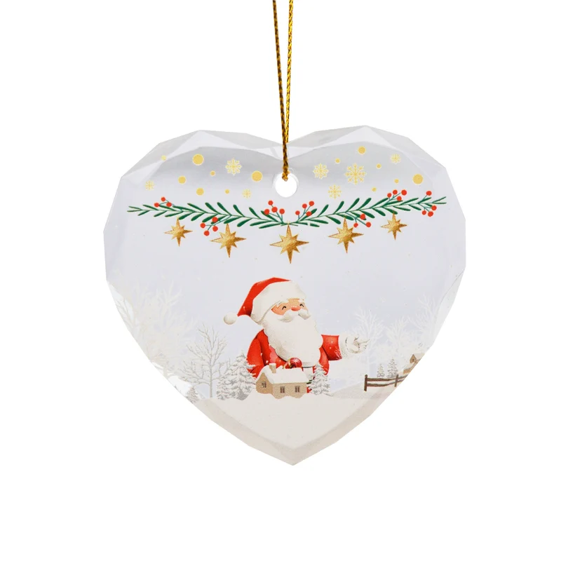 Weihnachtsbaum-Dekoration Herzform, 7x7,4 cm, durchsichtiger Kristall-Look, für Fenster, Schaufenster, Hochzeit, Festdekoration