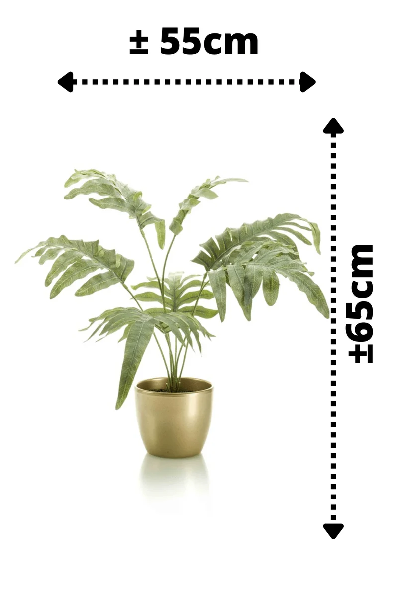 Phlebodium Kunstpflanze im goldenen Topf 65cm