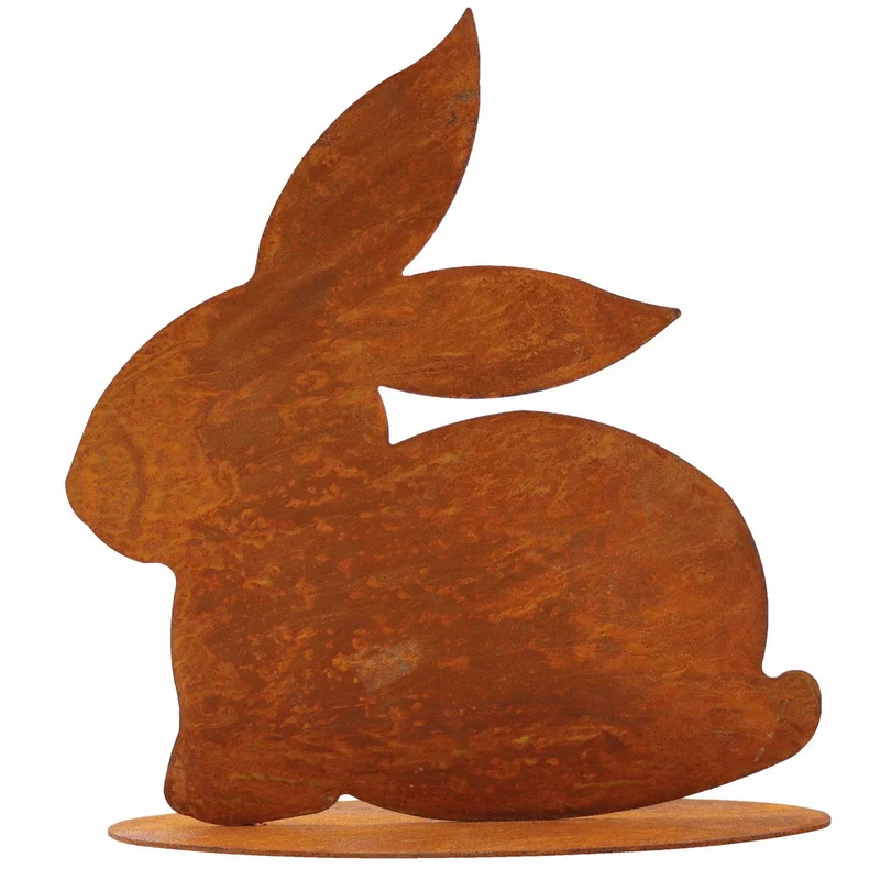 Sitzender Osterhase in Edelrost-Optik