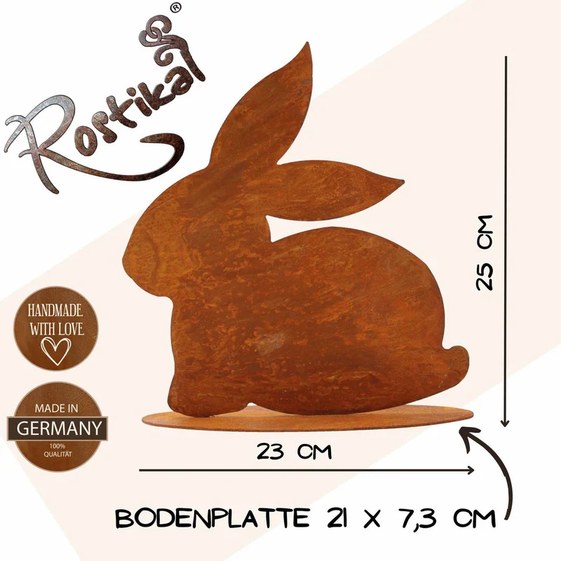 Sitzender Osterhase in Edelrost-Optik