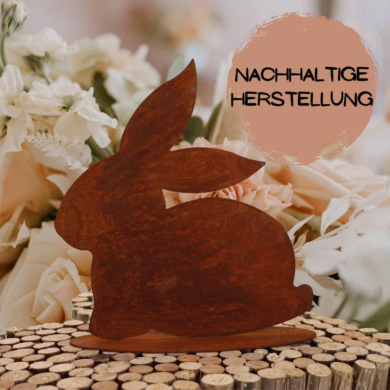 Sitzender Osterhase in Edelrost-Optik