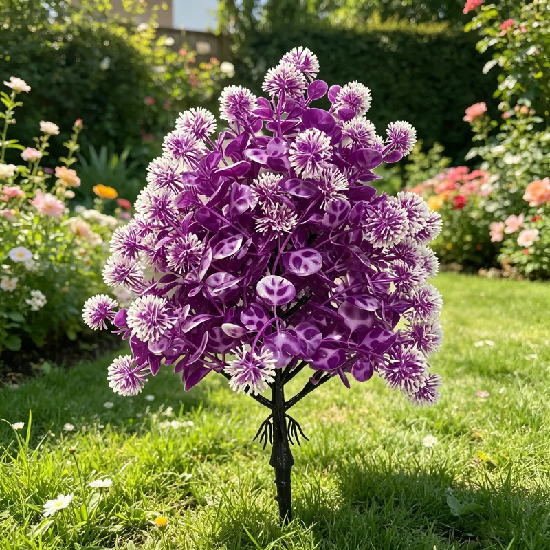 Künstlicher Pusteblumenball mit Eukalyptus, 47 cm, Täuschend Echte Kunstpflanze als Gartenstecker, für Gestecke, Hochzeit & Grabschmuck