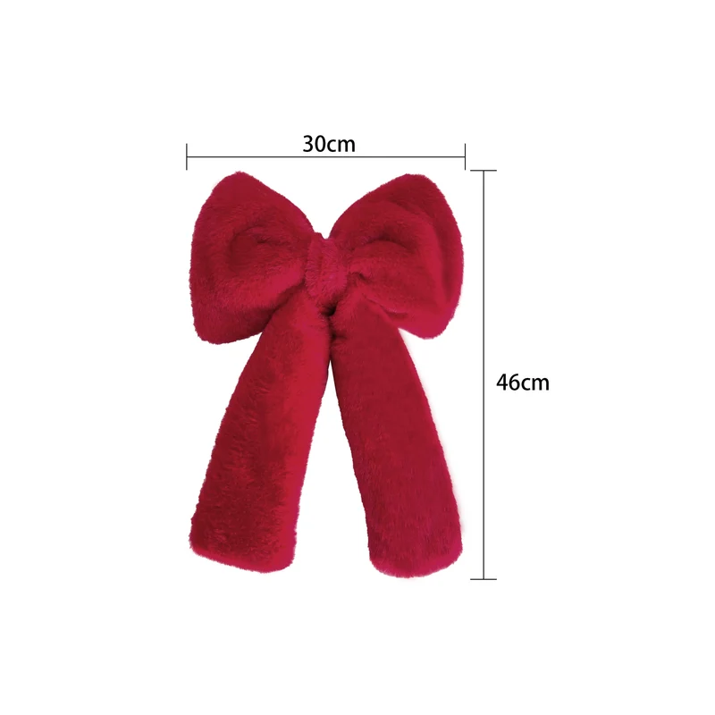 Weihnachts-Schleife aus Plüsch, 3 Größen (30-70 cm), Rot/Weiß, Dekoration für Hochzeiten, Events, Festdekoration, realistische Optik