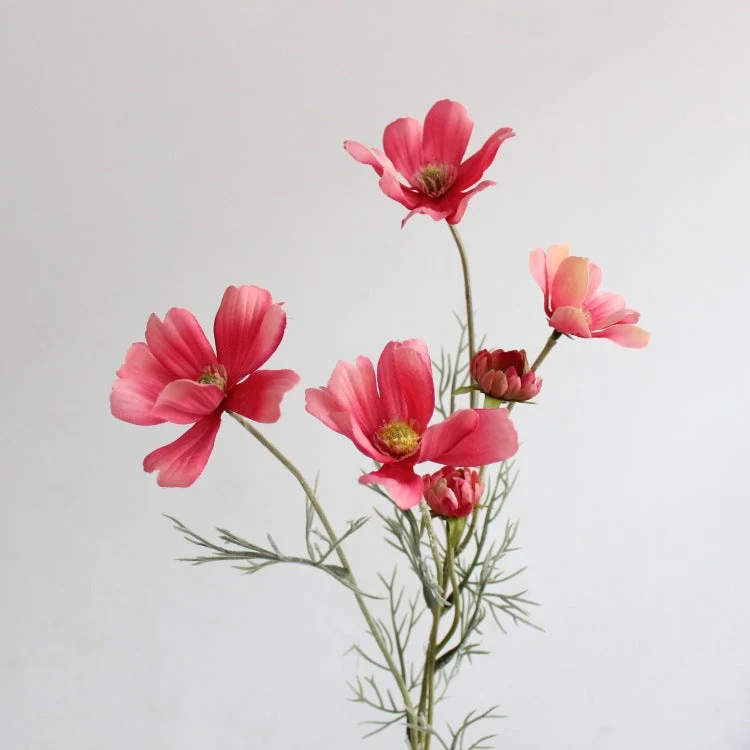 Gänseblümchen Stiel 60 cm, Künstlicher Kosmee Zweig aus Seide, Täuschend echte Kunstblume für Vase, Hochzeit, Gastronomie & Deko