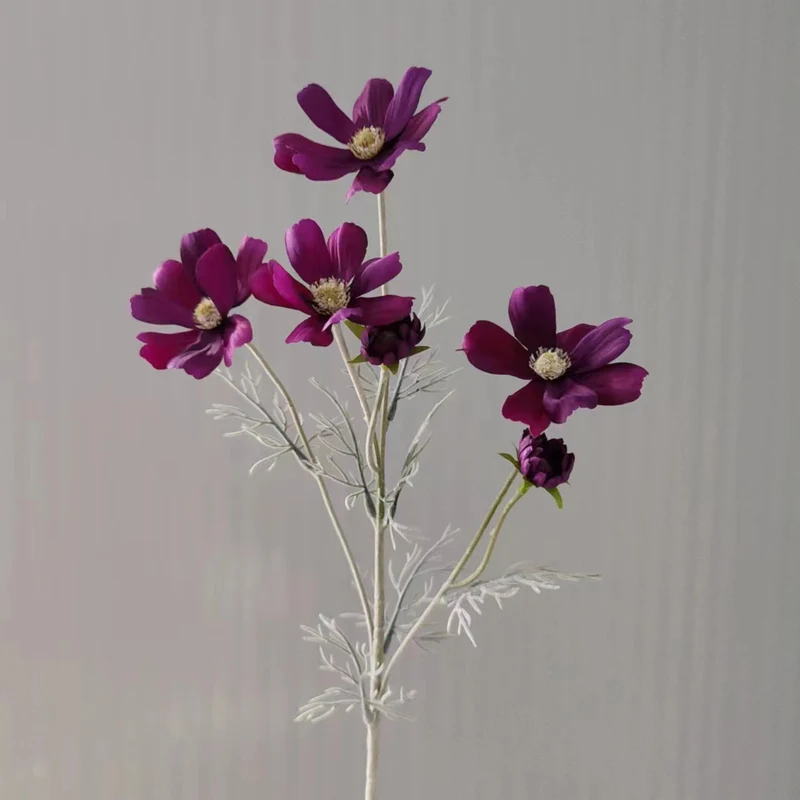 Gänseblümchen Stiel 60 cm, Künstlicher Kosmee Zweig aus Seide, Täuschend echte Kunstblume für Vase, Hochzeit, Gastronomie & Deko