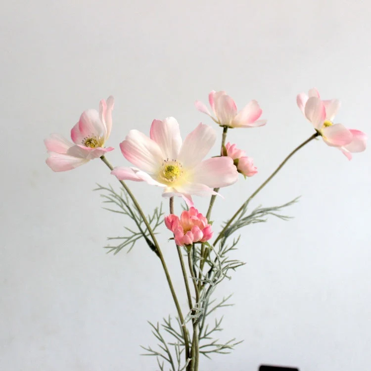 Gänseblümchen Stiel 60 cm, Künstlicher Kosmee Zweig aus Seide, Täuschend echte Kunstblume für Vase, Hochzeit, Gastronomie & Deko