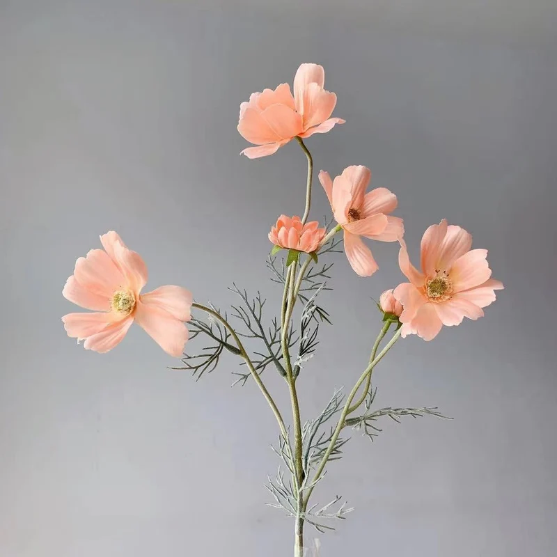 Gänseblümchen Stiel 60 cm, Künstlicher Kosmee Zweig aus Seide, Täuschend echte Kunstblume für Vase, Hochzeit, Gastronomie & Deko