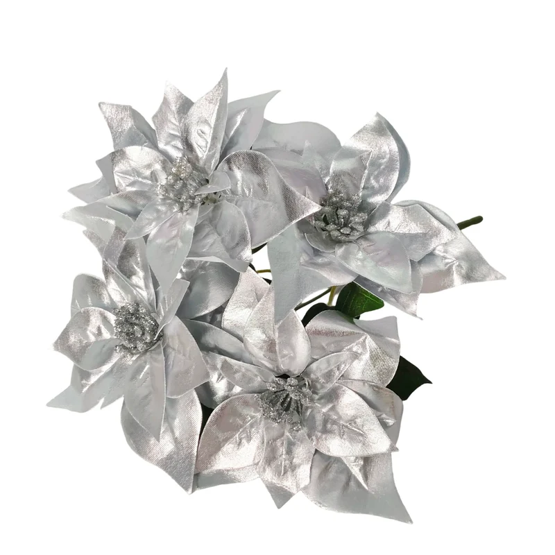 Künstliche Weihnachtsblumen, 44 cm, Seiden-Weihnachtsstern, Festliche Dekoration für Haus, Hochzeit, Event, Gewerbe