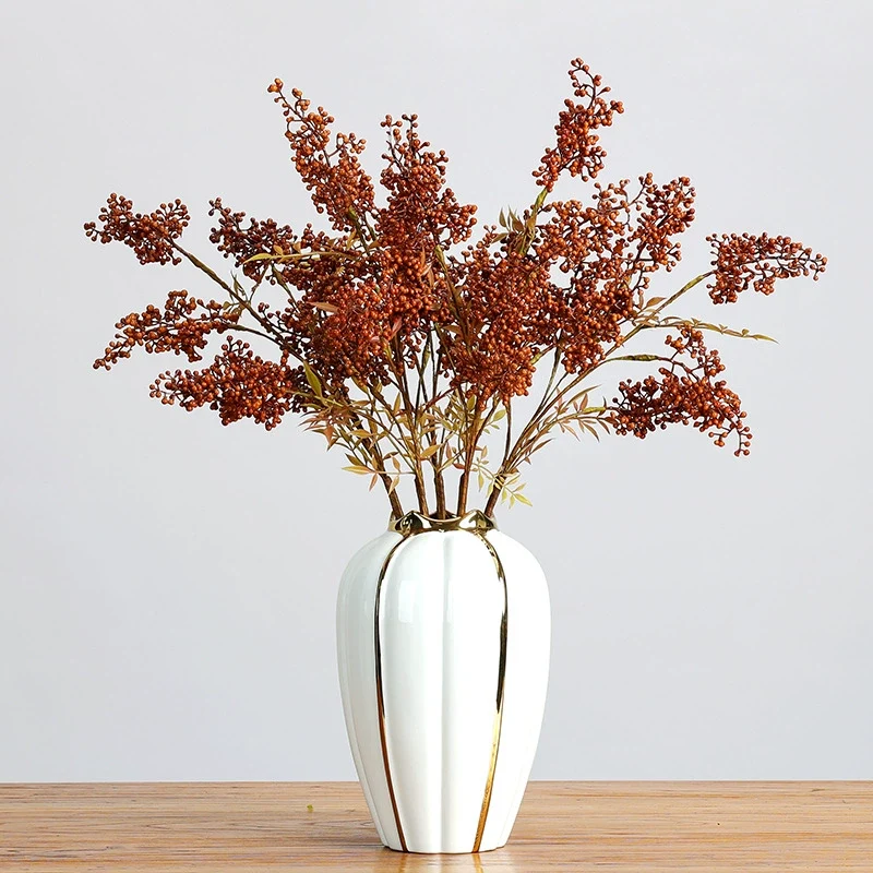 Künstliche Nandina-Blätter mit roten Beeren, 75 cm hoch, realistisch für Hochzeiten, Weihnachtsdekoration, Floristik, Innenraumgestaltung