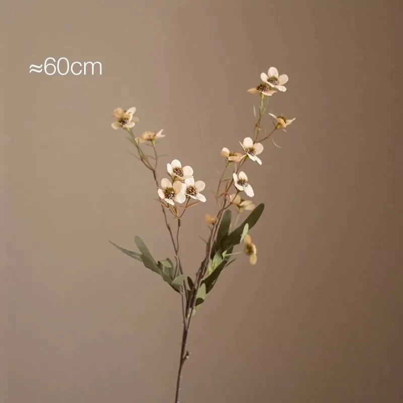 Kunstblumen Pflaumenblüten Zweig 60cm, Täuschend Echt im Vintage-Stil, Dekozweig für Vase, Tischdeko, Hochzeit, Langlebiger Seidenblumen-Strauß