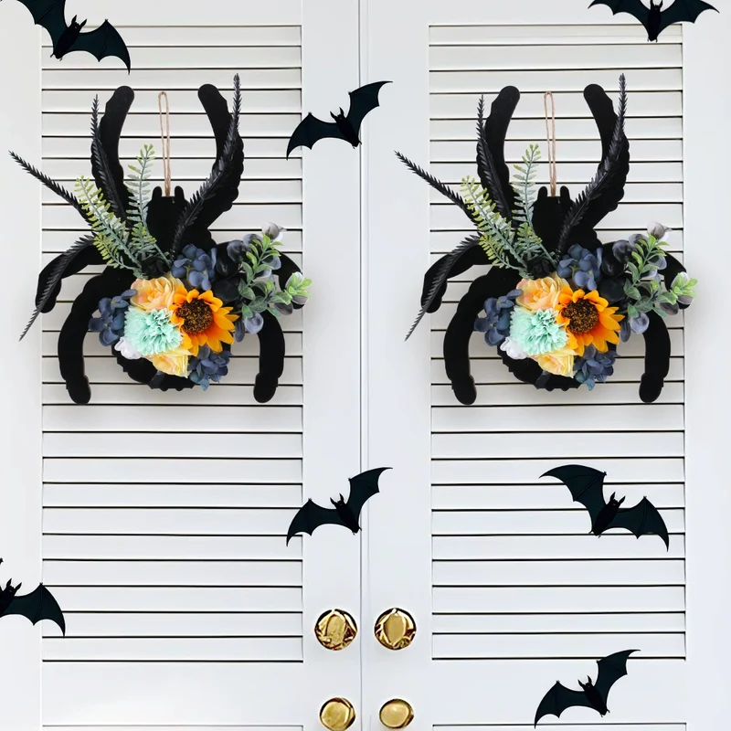 Künstlicher Spinnenpflanzen-Kranz für Halloween, 30 cm, Real-Touch, für Tür, Fenster, Schaufenster, Innen- und Außenbereich