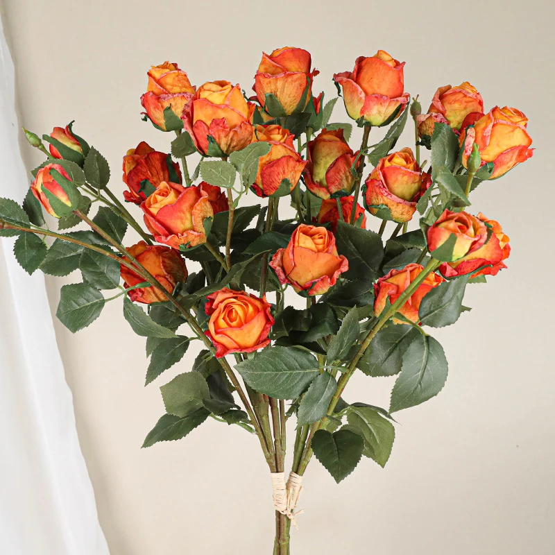Künstliche Angola-Rosen, 26 cm, Seidenblumen, Vintage-Look, Real-Touch, für Hochzeiten, Home-Deko, Events, Floristik