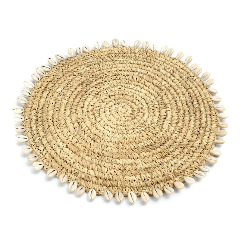 Raffia-Tischset mit Muscheln - Natürlich